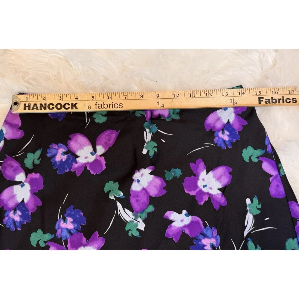 J. CREW Black, Vibrant Purple & Blue All Over Floral Midi Pencil Skirt Size S